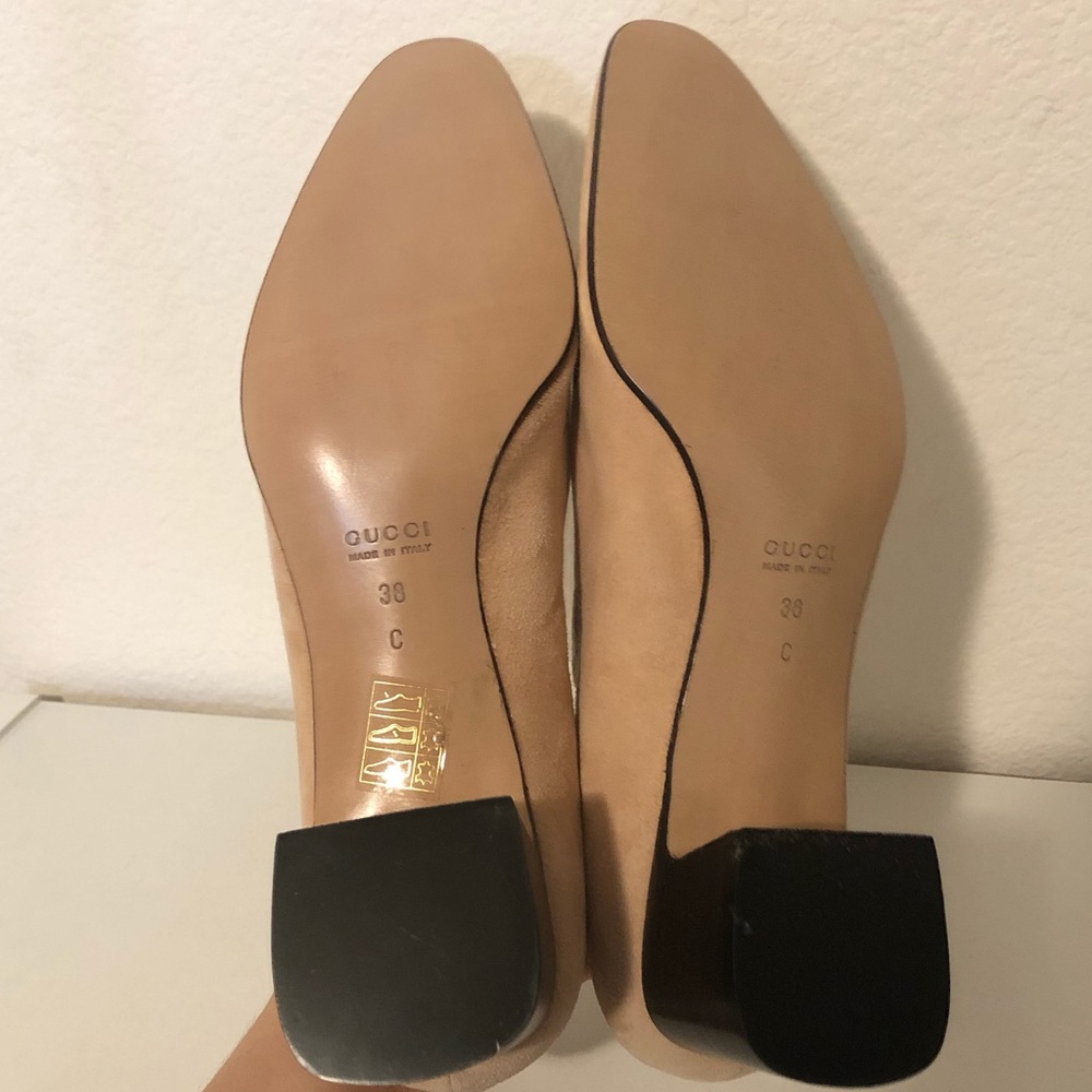 (NWOT) Gucci Vintage Suede Horse Bit Taupe Pink Mid-Heel Pointed Heels | 38C - Picture 8 of 16